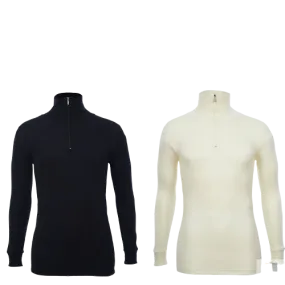 100% Wool MERINO SKINS Mens Half Zip Long Sleeve Thermal Underwear T-Shirt Top