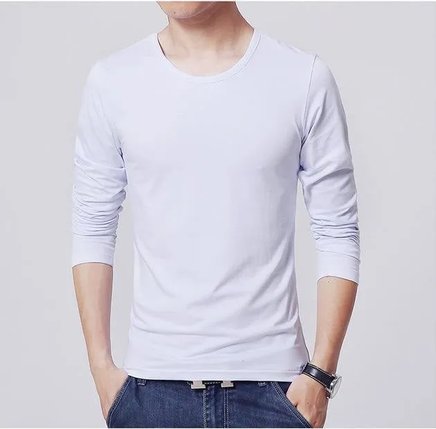 3 Basic Pure Colors Long Sleeve Slim Fit T-Shirt Tee for Young Men 3XL