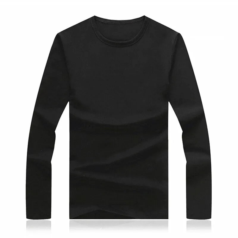 3 Basic Pure Colors Long Sleeve Slim Fit T-Shirt Tee for Young Men 3XL