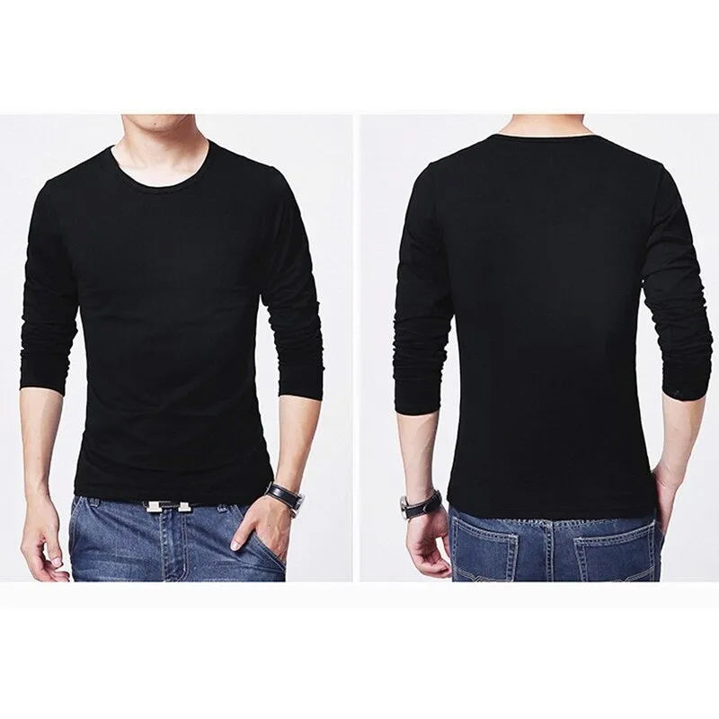 3 Basic Pure Colors Long Sleeve Slim Fit T-Shirt Tee for Young Men 3XL