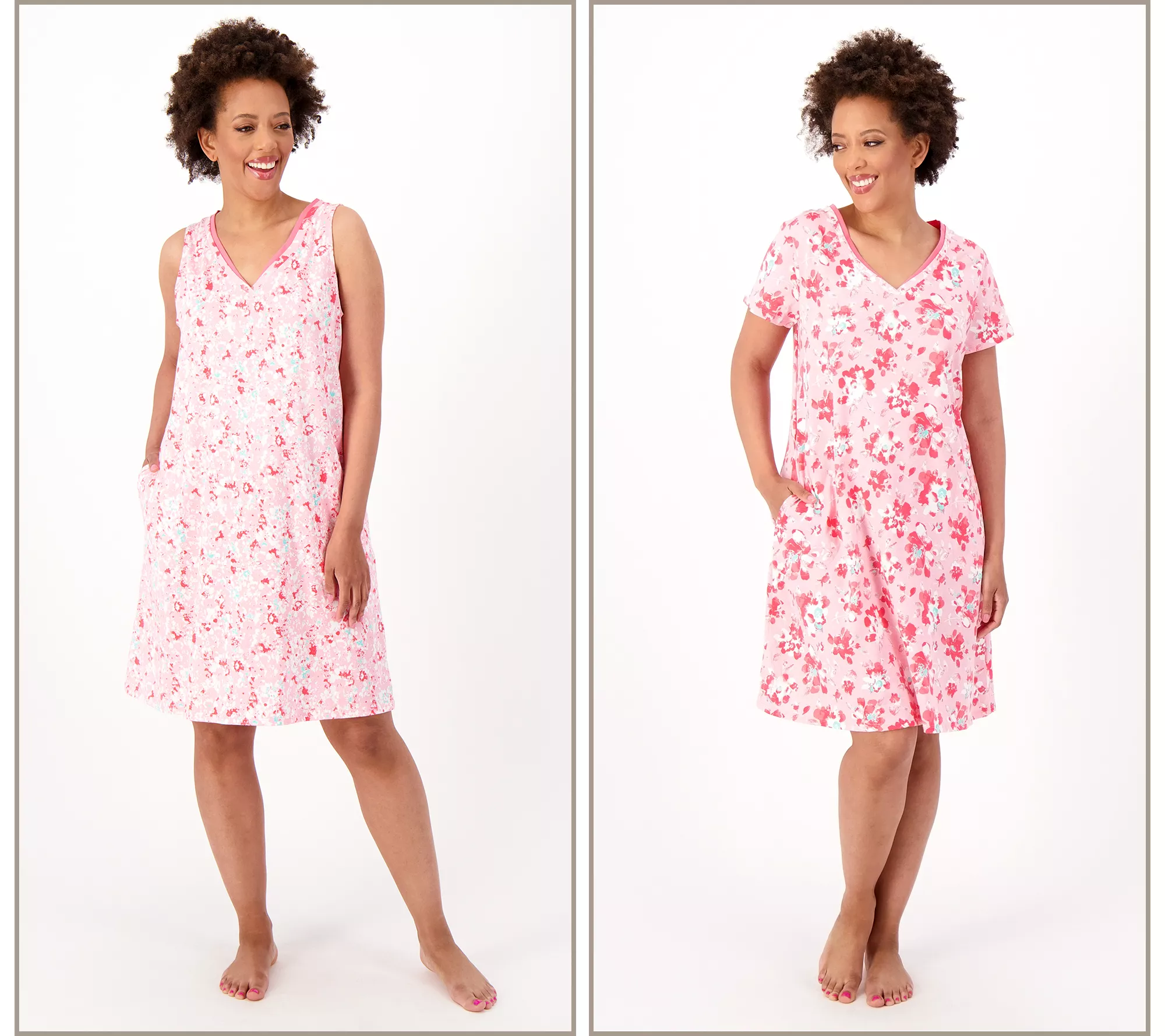 "As Is" Carole Hochman Cotton Jersey 2-Pack Sleep Dresses