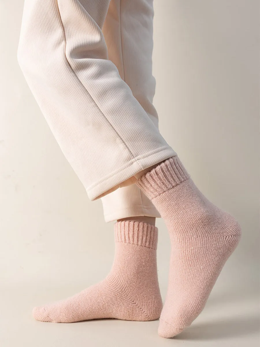 4 Pairs Women Solid Winter Wool Socks