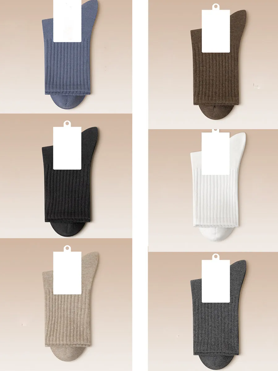 6 Pairs Women Solid Winter Cotton Socks