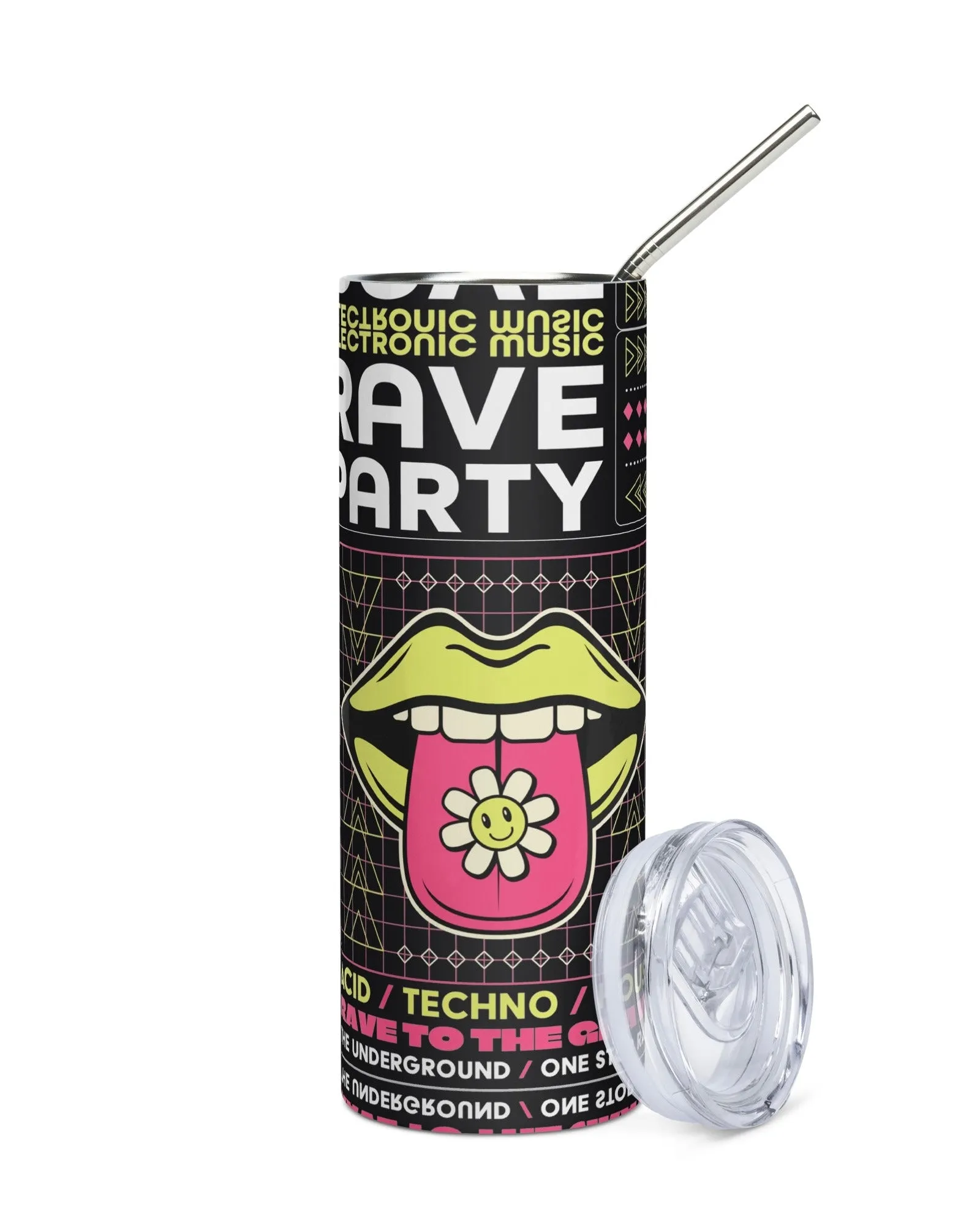 90s Rave Party Stainless Steel Tumbler