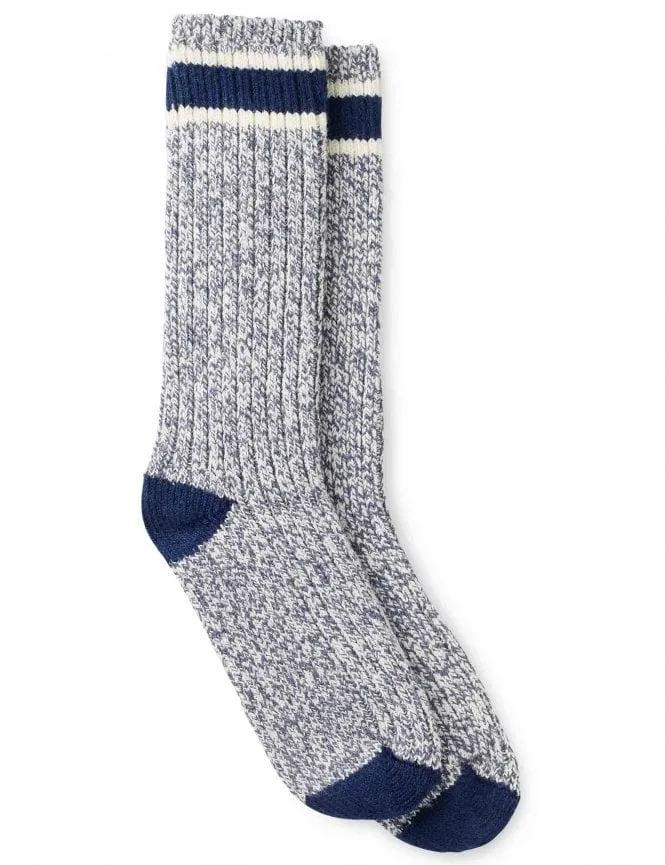 97330 Ragg Wool Stripe Socks - Slate/Navy