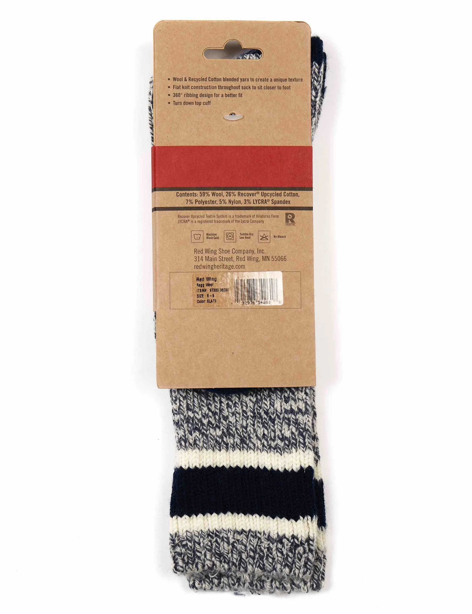 97330 Ragg Wool Stripe Socks - Slate/Navy