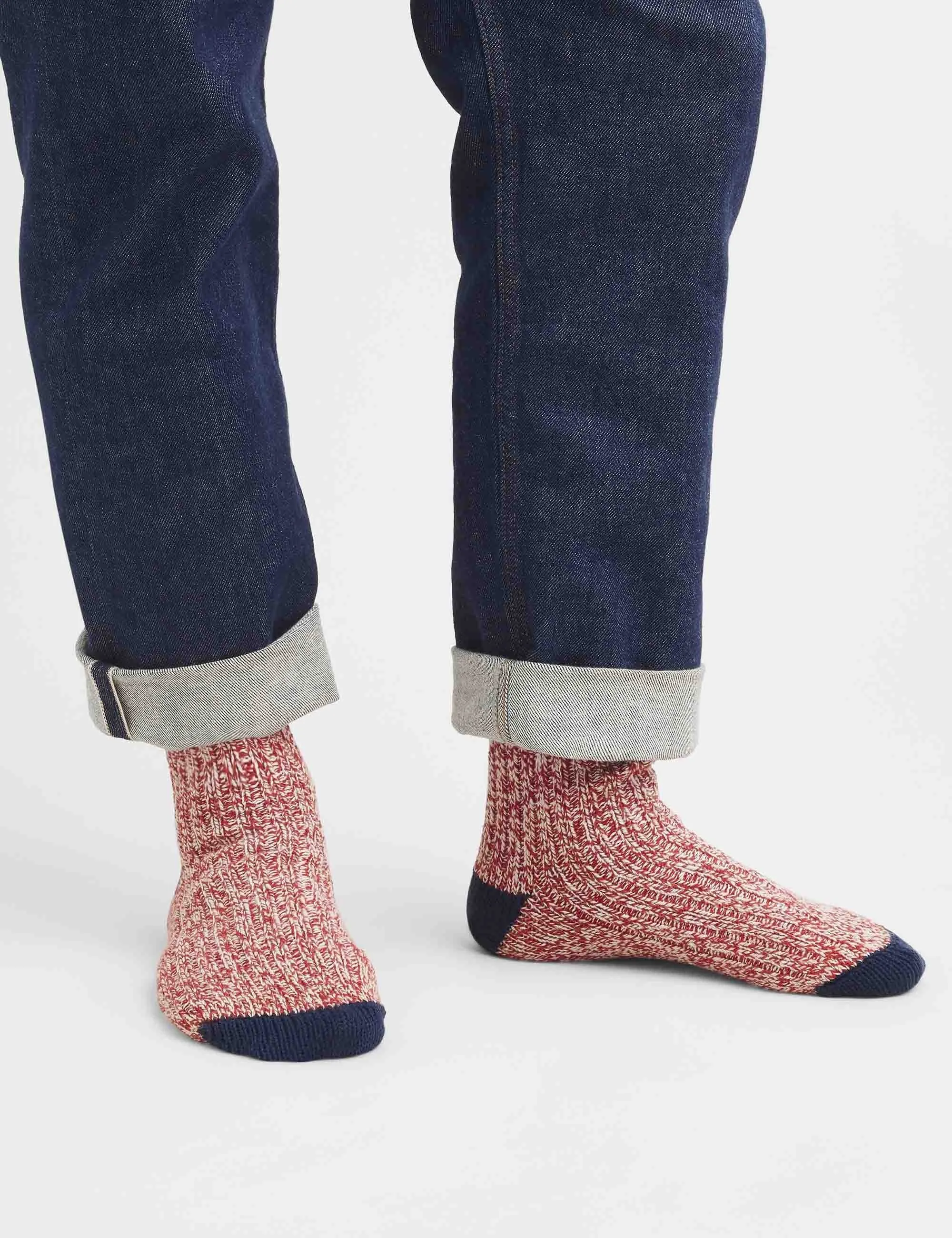 97331 Women's Ragg Wool Stripe Socks - Red/Navy