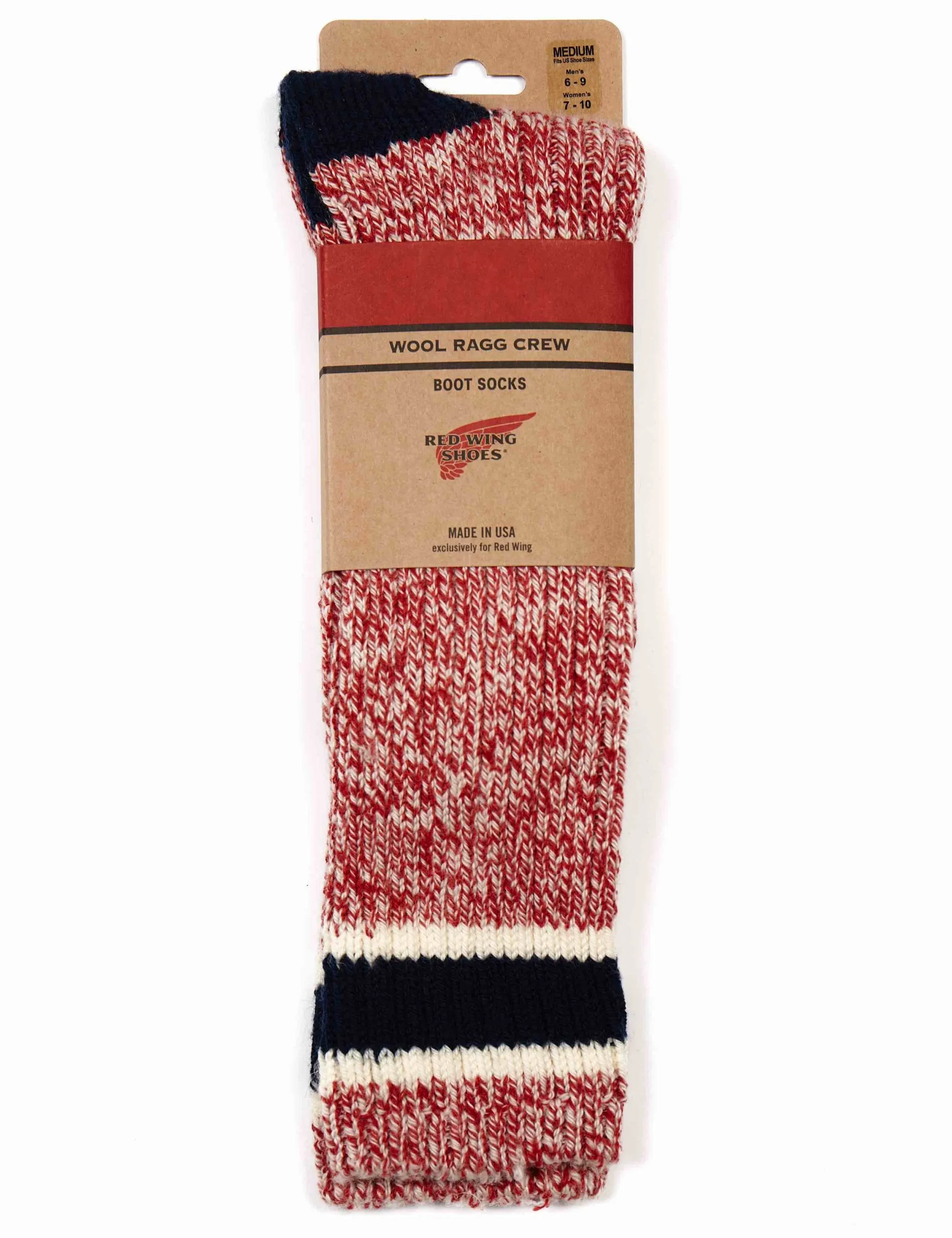 97331 Women's Ragg Wool Stripe Socks - Red/Navy