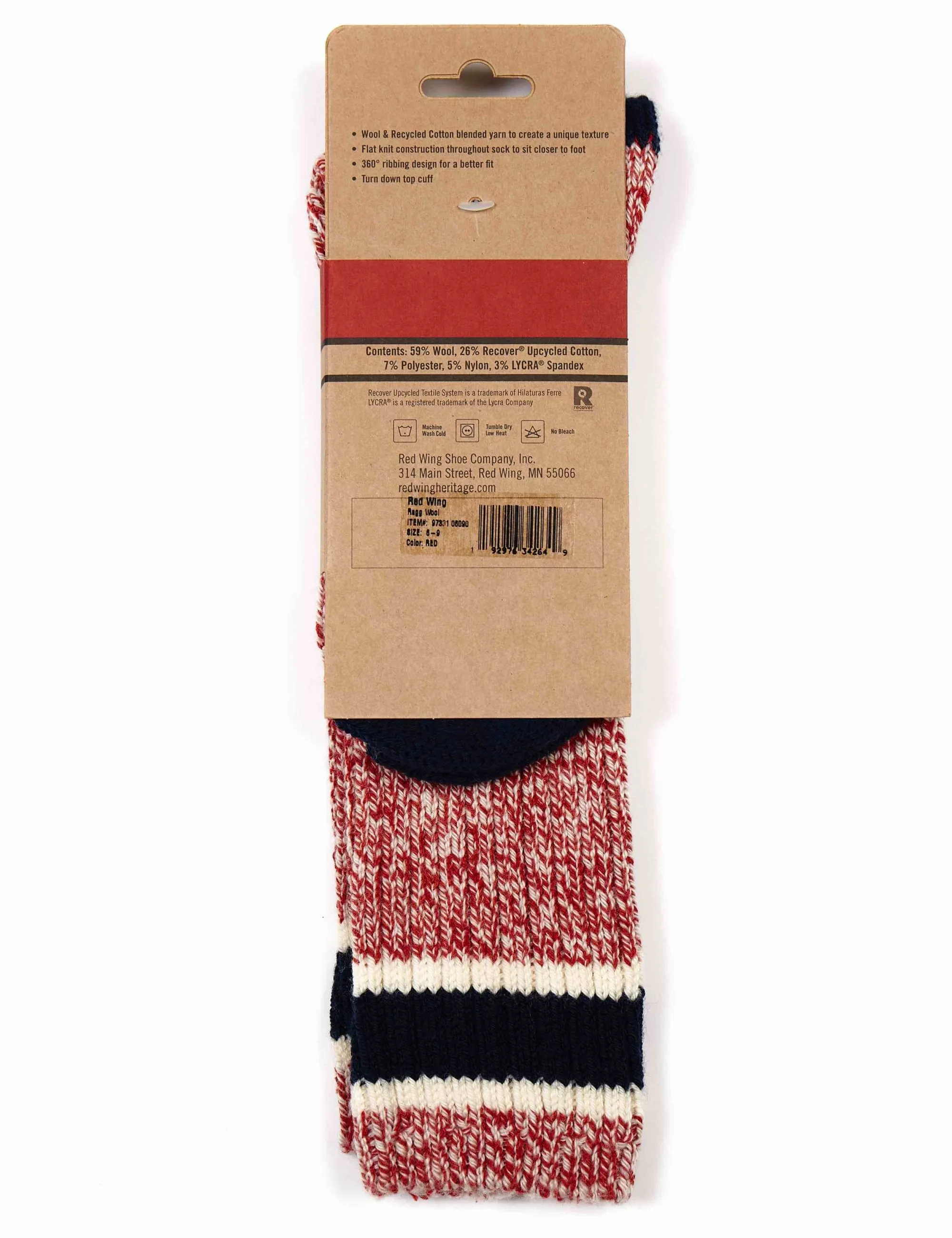 97331 Women's Ragg Wool Stripe Socks - Red/Navy