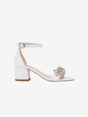 Adeline Vegan Leather Rhinestone Wedding Shoes | White