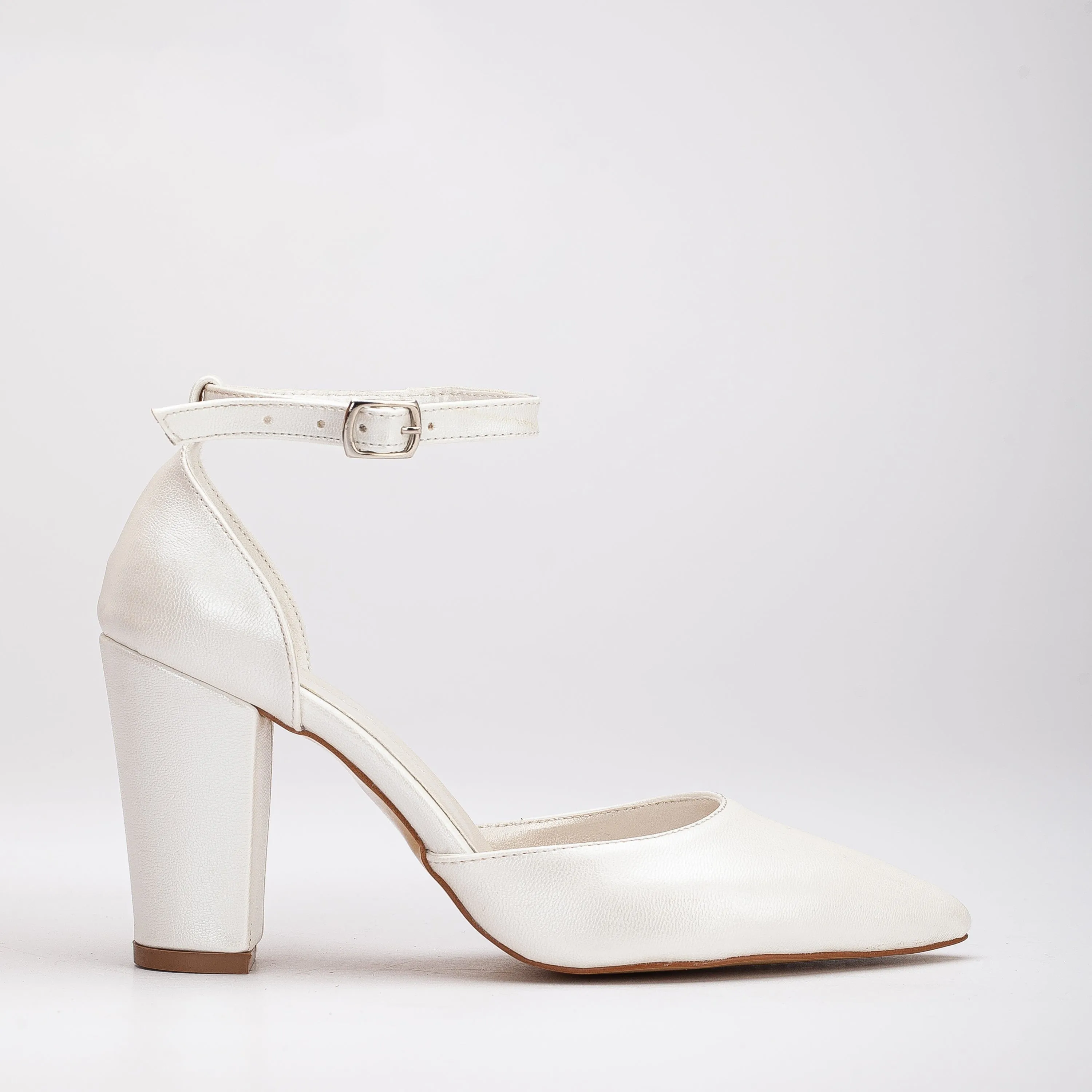 Agnes Vegan Leather Pearl Wedding Heels | Ivory