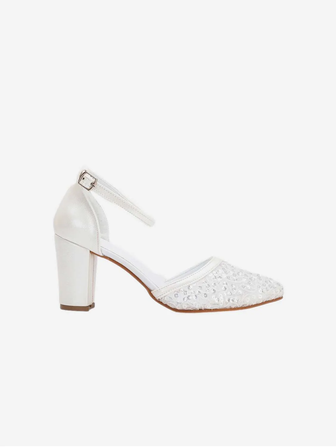 Aimee Vegan Leather & Tulle Wedding Shoes | Ivory