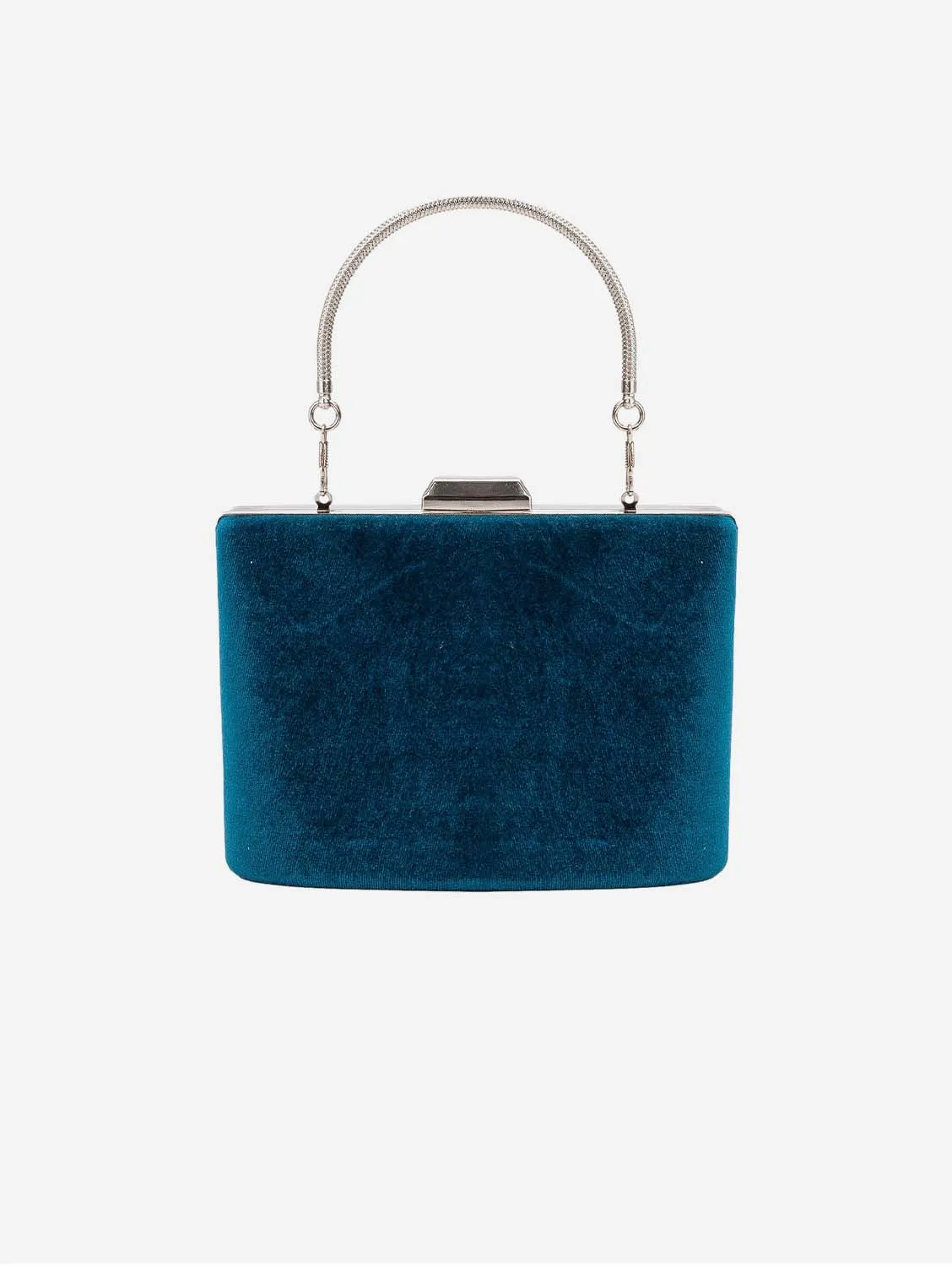 Alba Vegan Velvet Clutch | Teal Blue