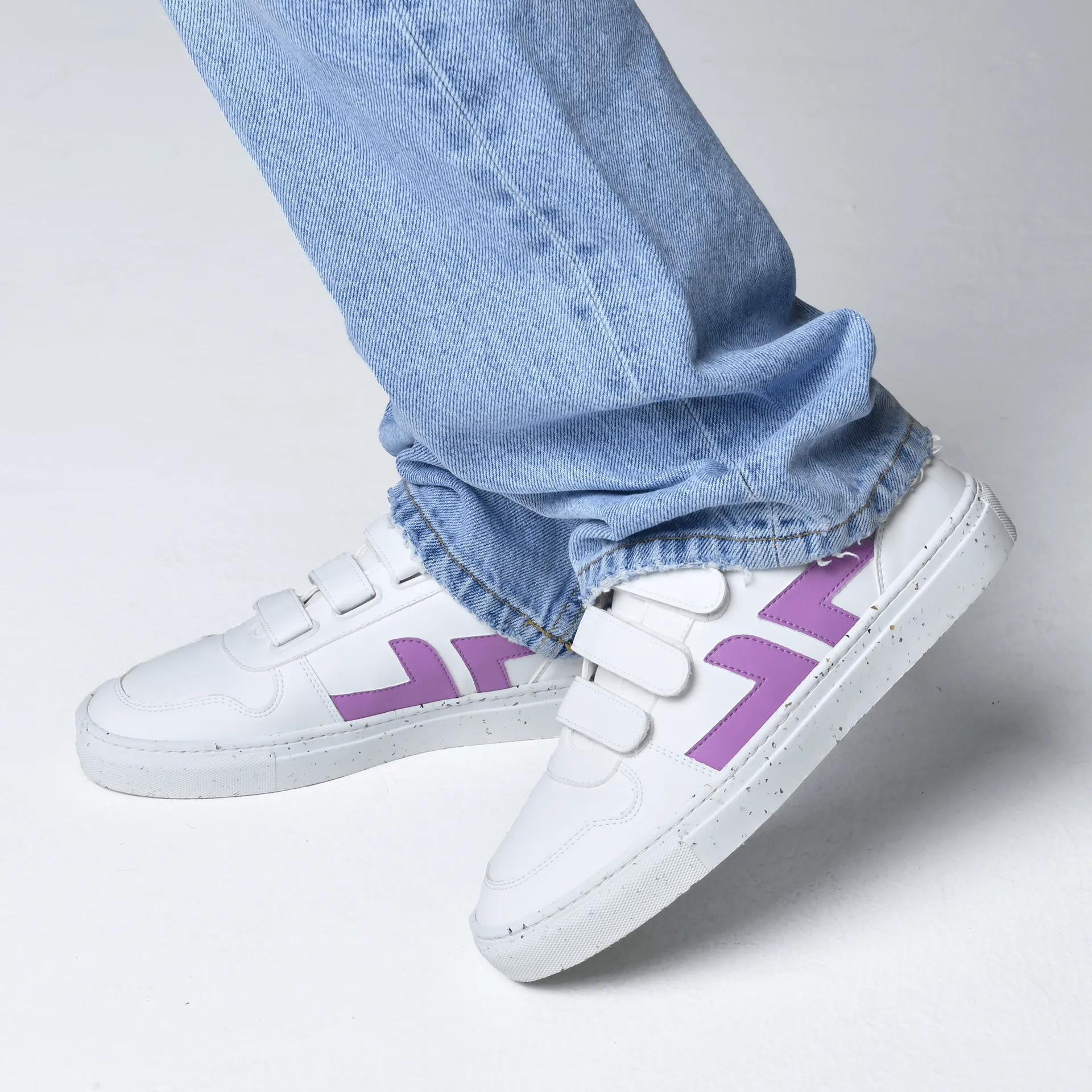 Alpha Vegan Leather Velcro Sneakers | Lilac