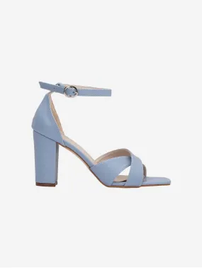 Amelia Vegan Leather Heeled Sandals | Light Blue