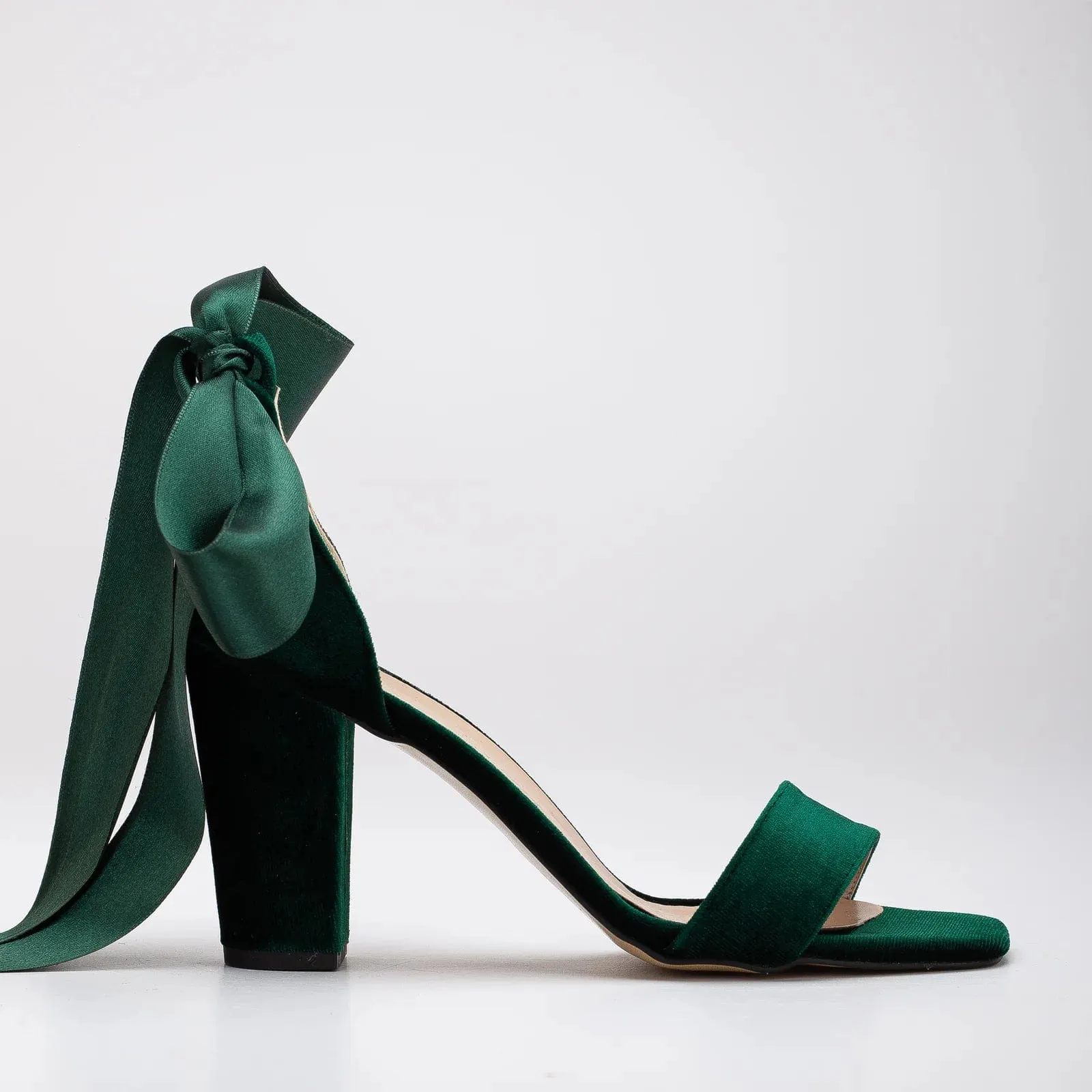 Ariadne Vegan Velvet Ribbon Heels | Green