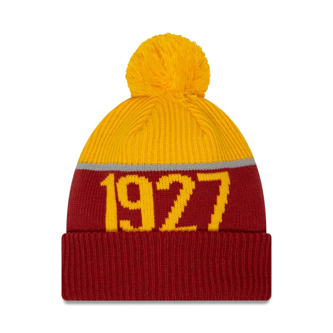 AS Roma Sport Dark Red Bobble Knit Beanie Hat