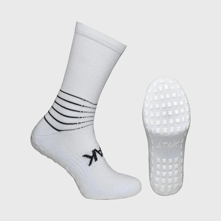 Atak Sports Compression Grip Socks White