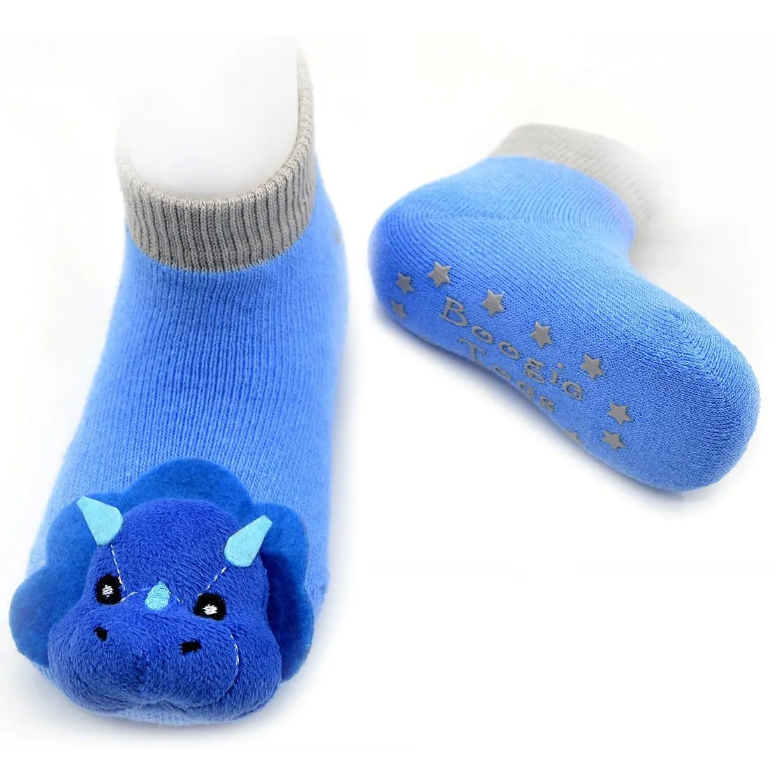 Baby Boogie Toes Rattle Socks - Blue Tricera