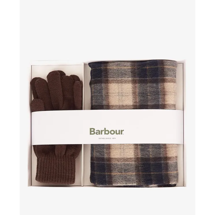 BARBOUR TARTAN SCARF & GLOVE GIFT SET MGS0018TN63 AUTUMN DRESS