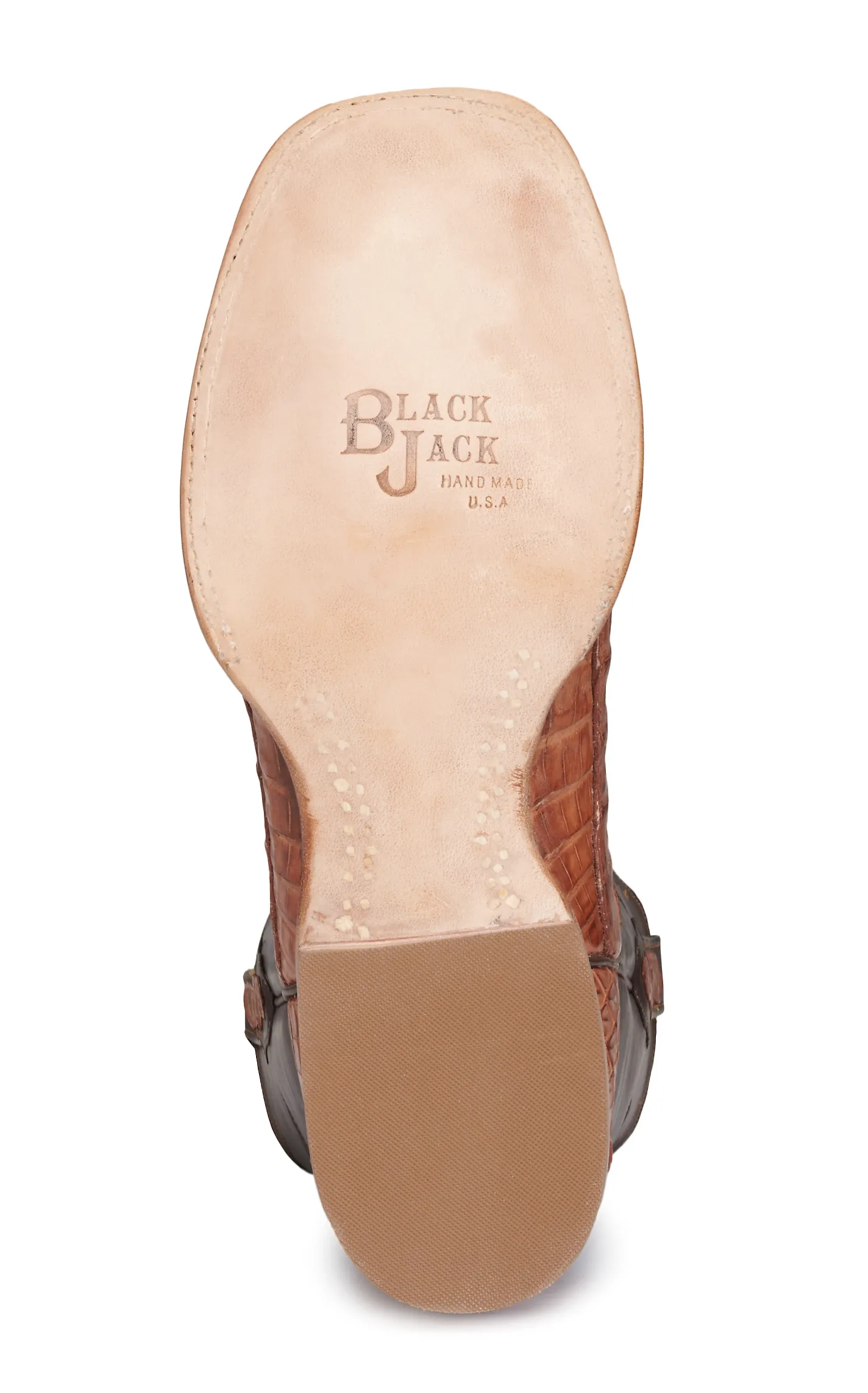 Black Jack Men's Chocolate and Cigar Caiman Tail Steer and Star Wide Square Toe Exotic Cowboy Boots