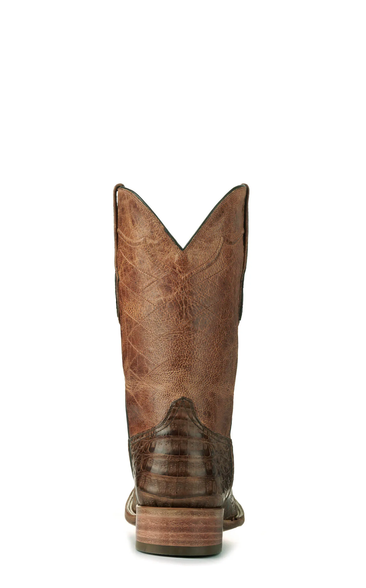 Black Jack Men's Coyote Tan and Burnished Glossy Cigar Caiman Wide Square Toe Exotic Cowboy Boots