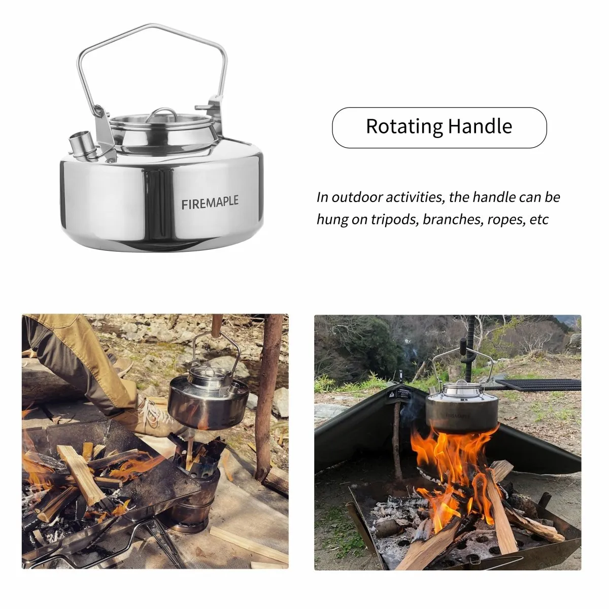 Bouilloire / théière de camping en acier inoxydable (Inox) de haute qualité 0,8l / 295g Fire-Maple - S304