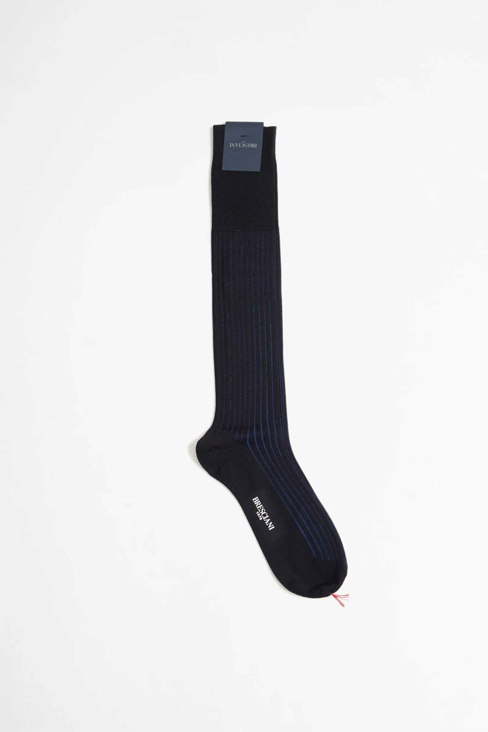 Bresciani Wool/Cotton Blend Long Socks Blue/Elettirico