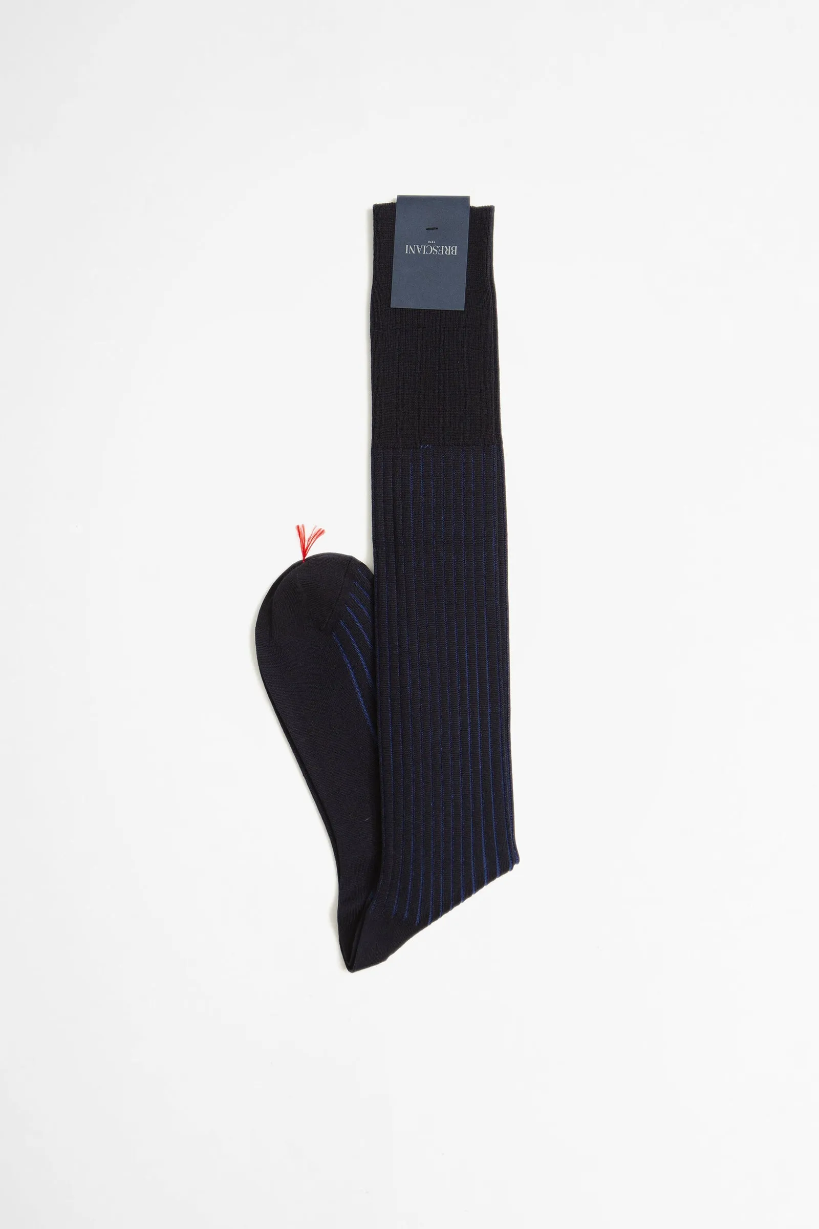 Bresciani Wool/Cotton Blend Long Socks Blue/Elettirico