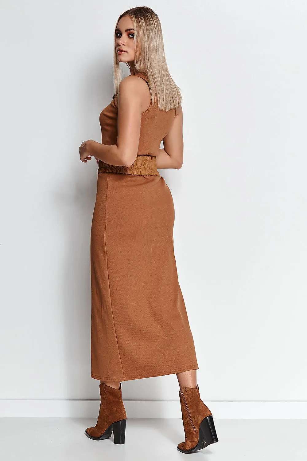 Brown Sleeveless Long Daydress