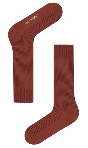 Burnt Golden Brown Ribbed Socks