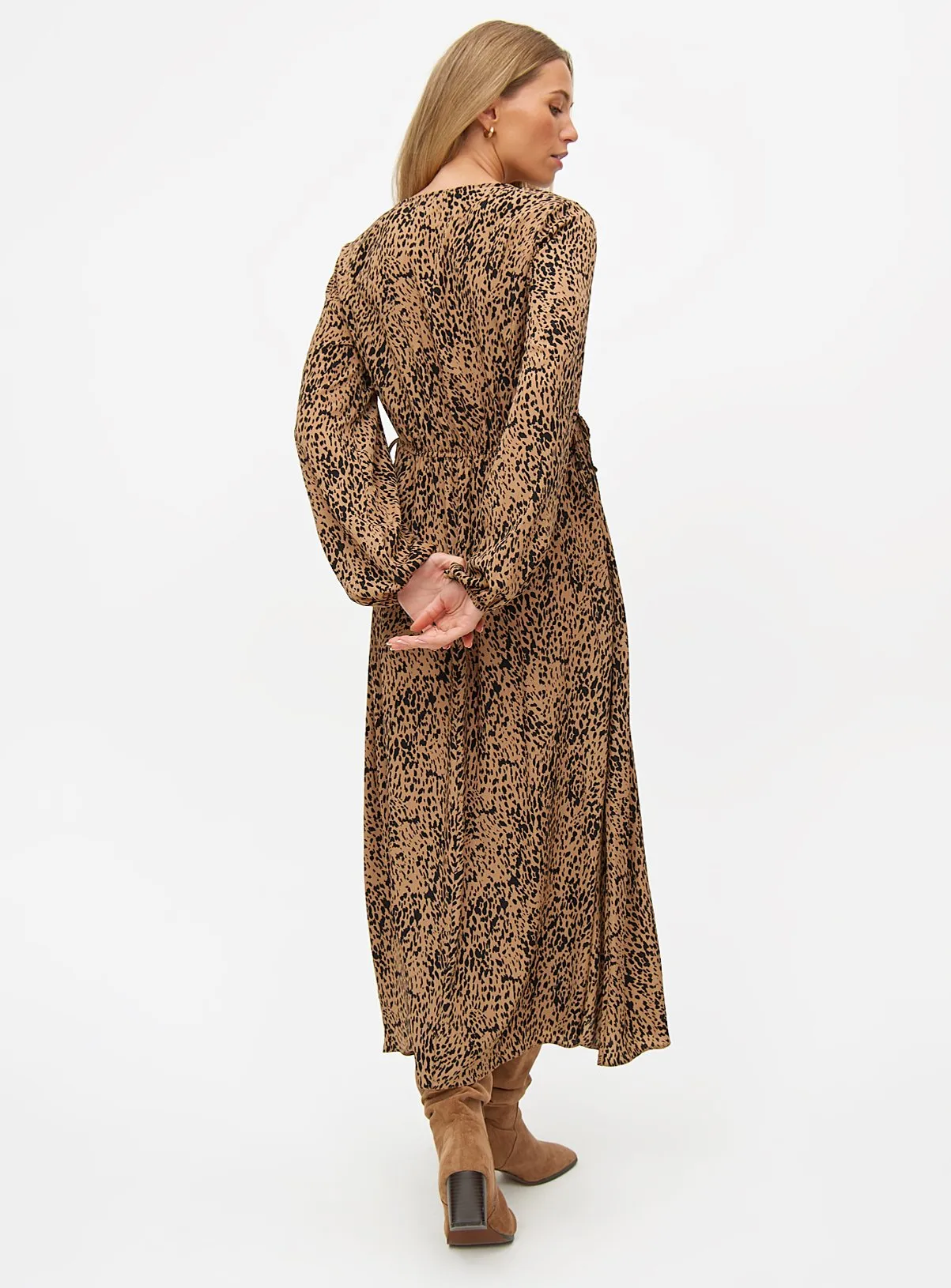 Buy Brown Animal Print Midaxi Long Sleeve Dress 20 | Dresses | Tu