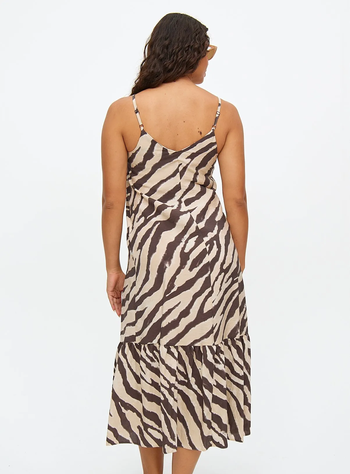 Buy Brown Zebra Print Tiered Midaxi Dress 20 | Dresses | Tu