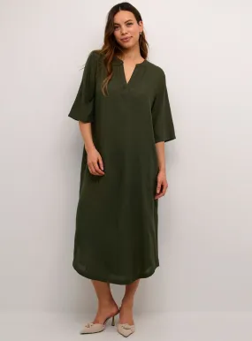 Buy KAFFE Milia Kaftan Midi Length Dress Green 10 | Dresses | Tu