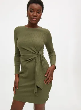 Buy Khaki Ribbed Side Tie Dress 20 | Dresses | Tu