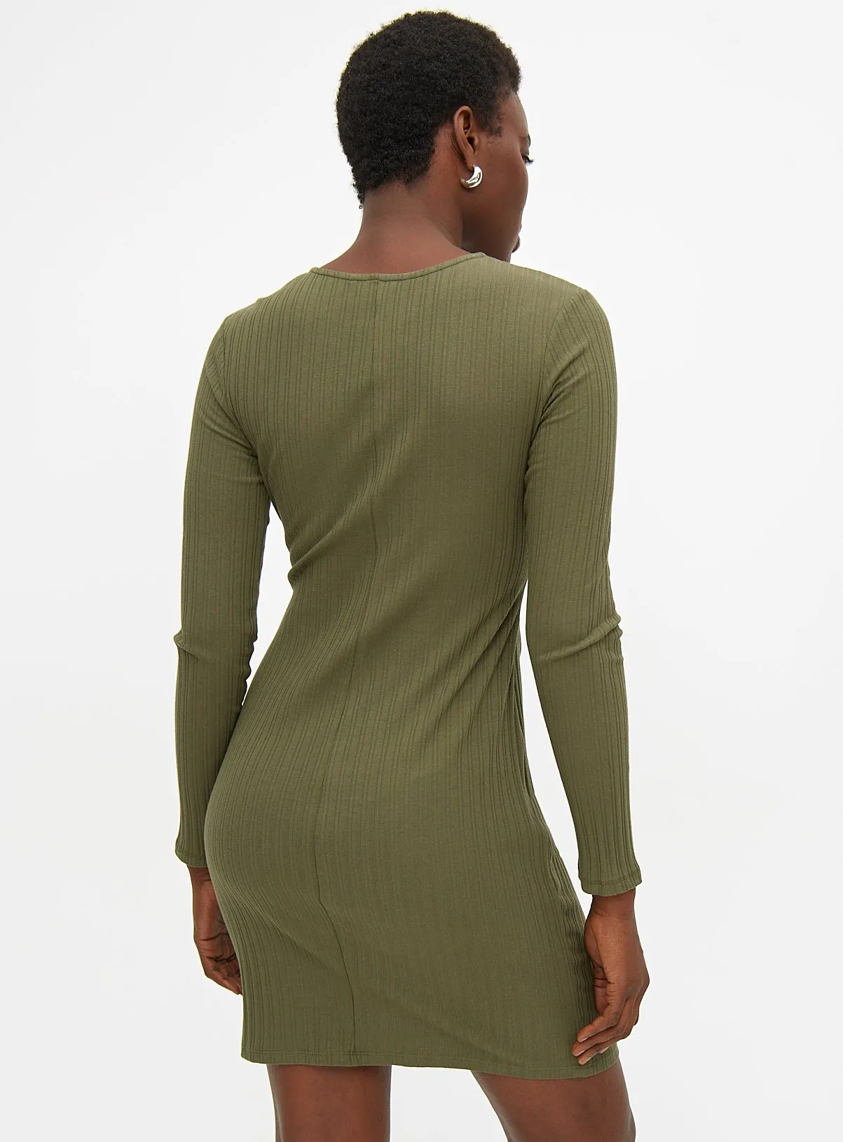 Buy Khaki Ribbed Side Tie Dress 20 | Dresses | Tu