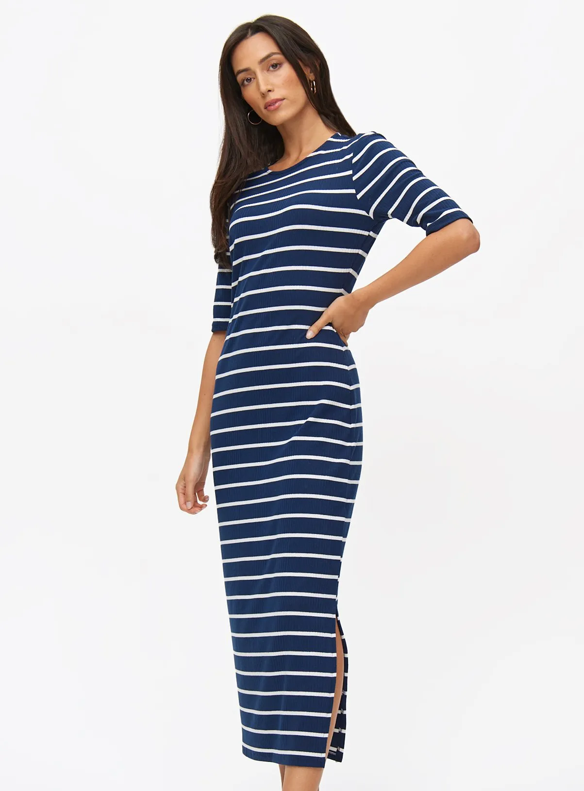 Buy Navy Stripe Midaxi Column Dress 22 | Dresses | Tu