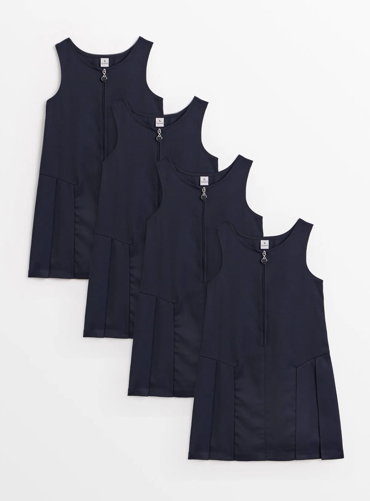 Buy Navy Zip-Through Pinafore 4 Pack 12 years | School dresses | Tu