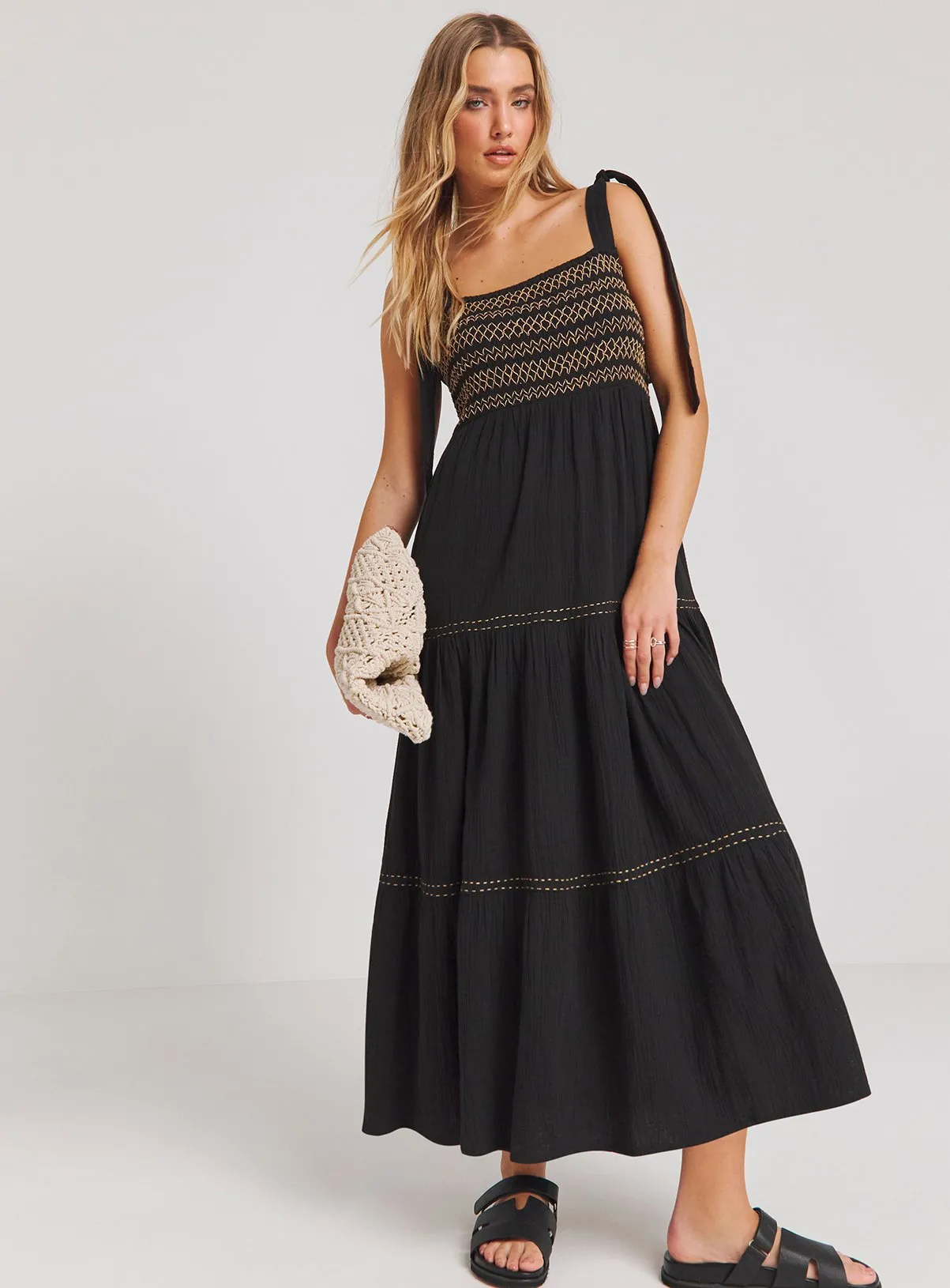 Buy SIMPLY BE Embroidered Tiered Maxi Dress 28 | Dresses | Tu