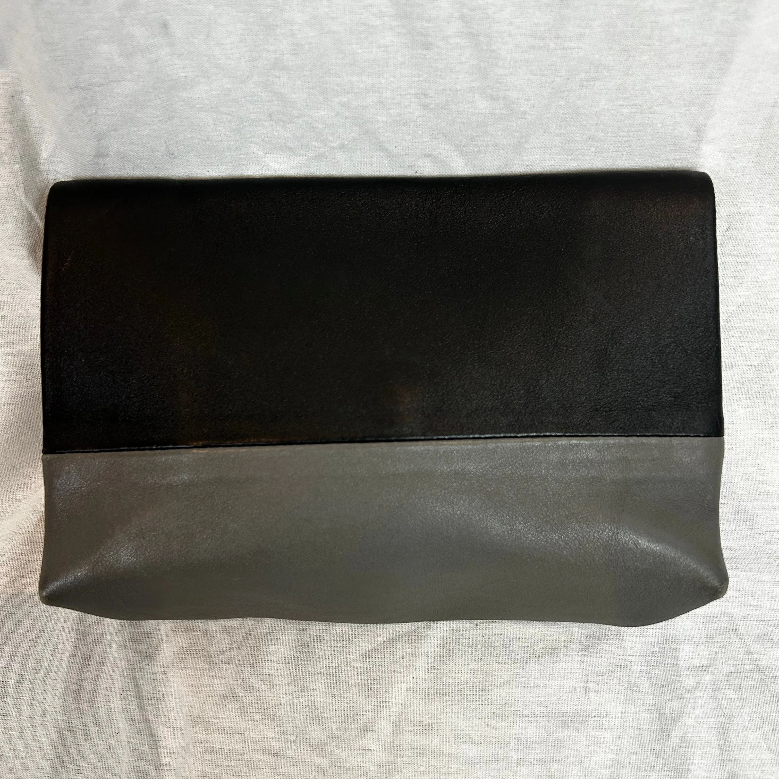 Celine Grey & Black Colourblock Leather Clutch Bag