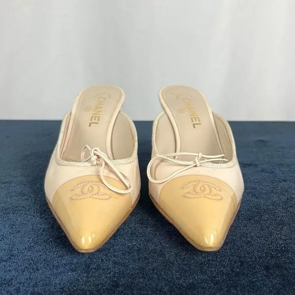 Chanel CreamCap Toe Mules