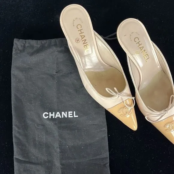 Chanel CreamCap Toe Mules