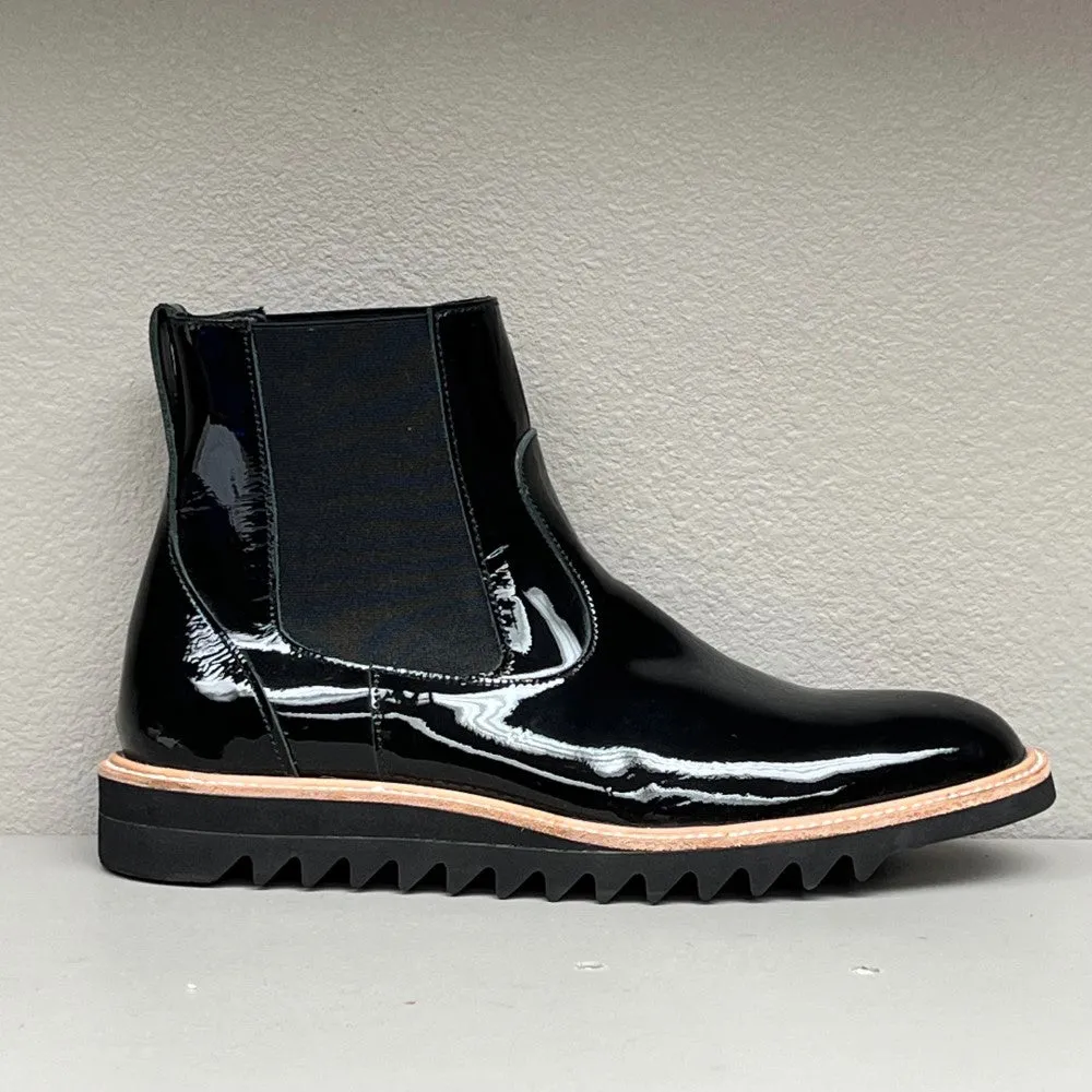 Chelsea Boot- slip on / Black Patent leather/ Rubber sole