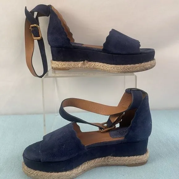 ChloeBlue Suede Ankle Straped Sandals