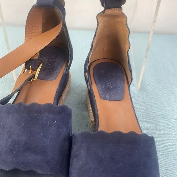 ChloeBlue Suede Ankle Straped Sandals