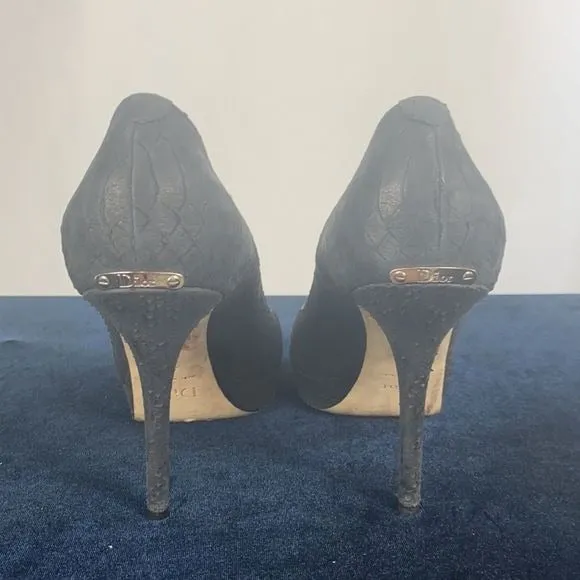 ChristianDiorBlk Miss Dior Black Snake Pumps