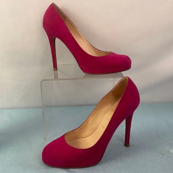 ChristianLouboutin Pink Suede Platform Pumps As Is Shoes