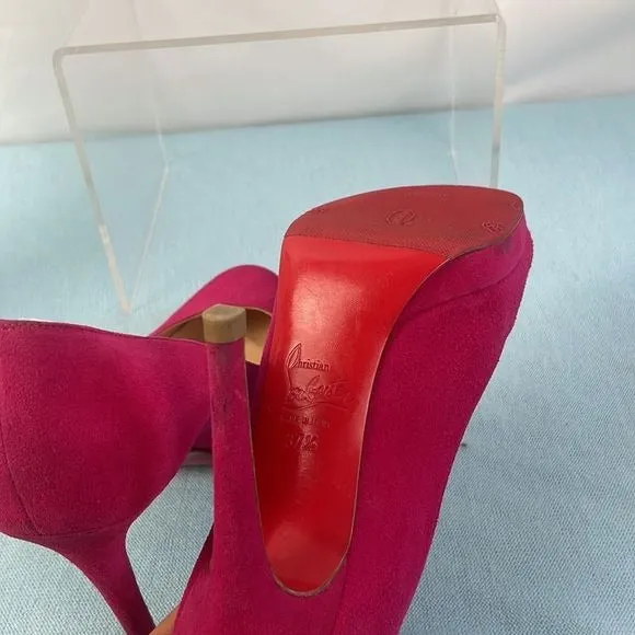 ChristianLouboutin Pink Suede Platform Pumps As Is Shoes