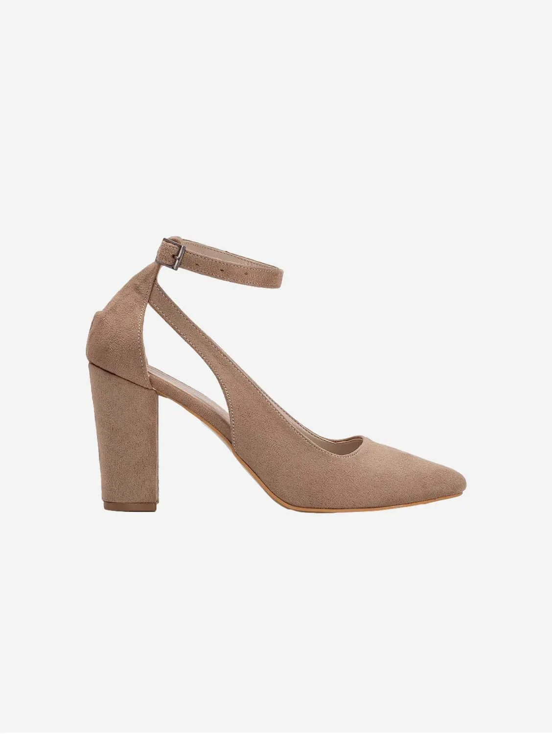 Colette Vegan Suede Block Heels | Beige