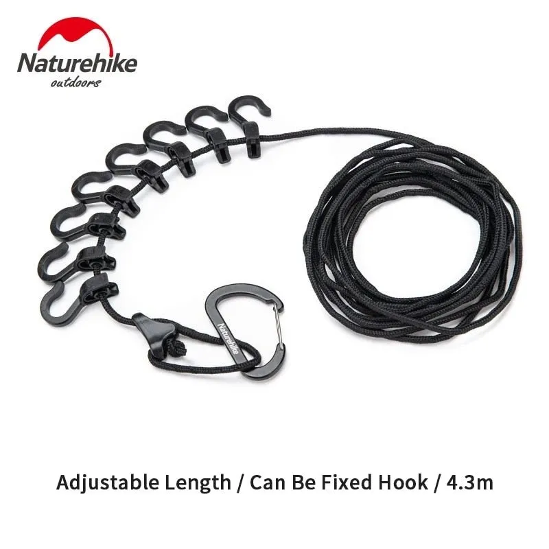 Corde à linge polyvalente & réglable pour camping / bivouac 4.3m Naturehike - NH19PJ040